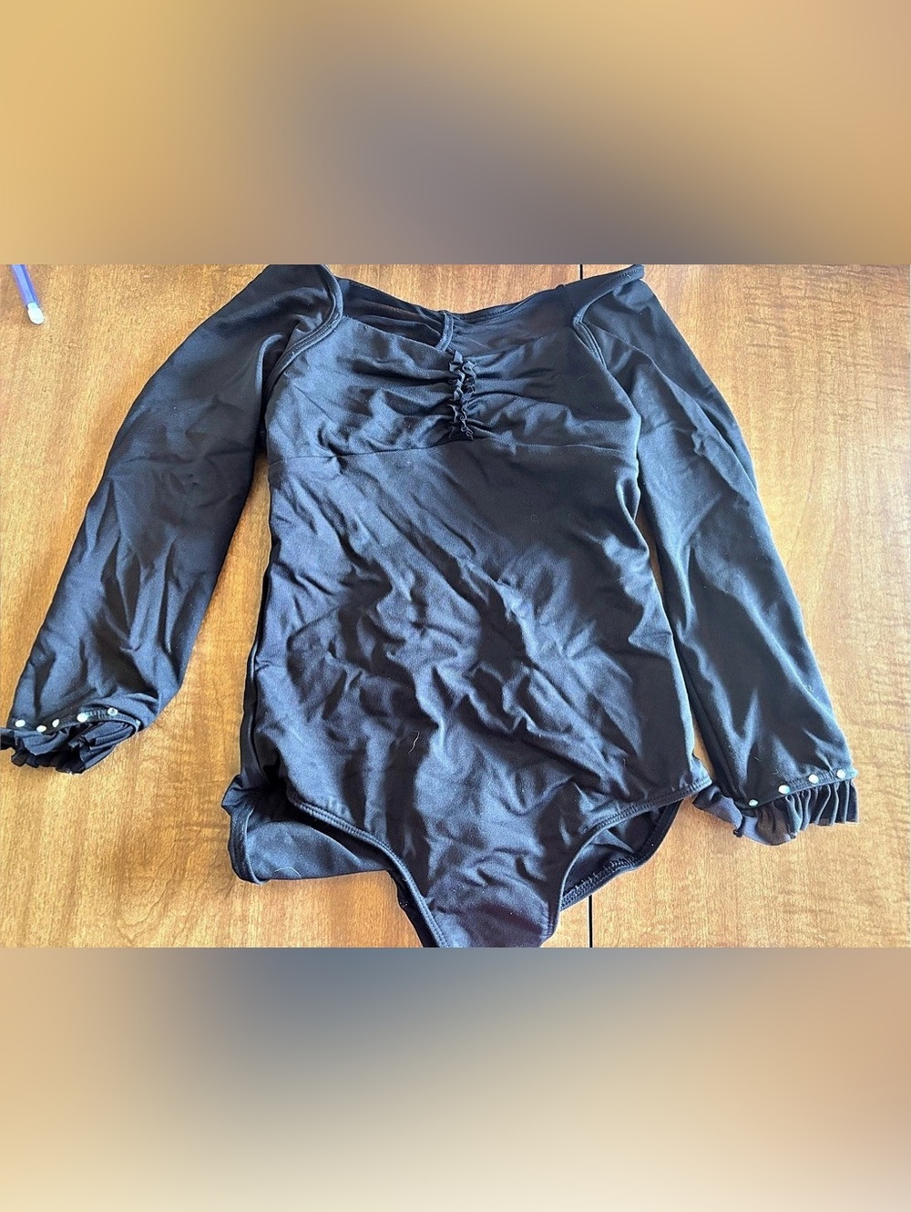 Mirella 3/4 sleeve leotard with rhinestone accents